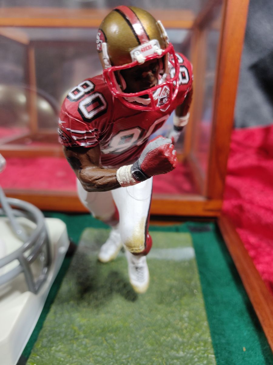 Jerry Rice Autographed Mini Helmet San Francisco 49ers Shadowbox Card & Figure