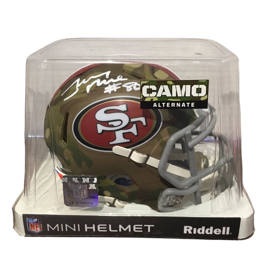 Jerry Rice Autographed San Francisco 49ers Camo Mini Helmet with Beckett Certification