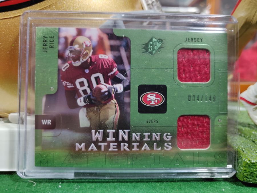 Jerry Rice San Francisco 49ers Autographed Mini Helmet Shadowbox w/ Card Figure