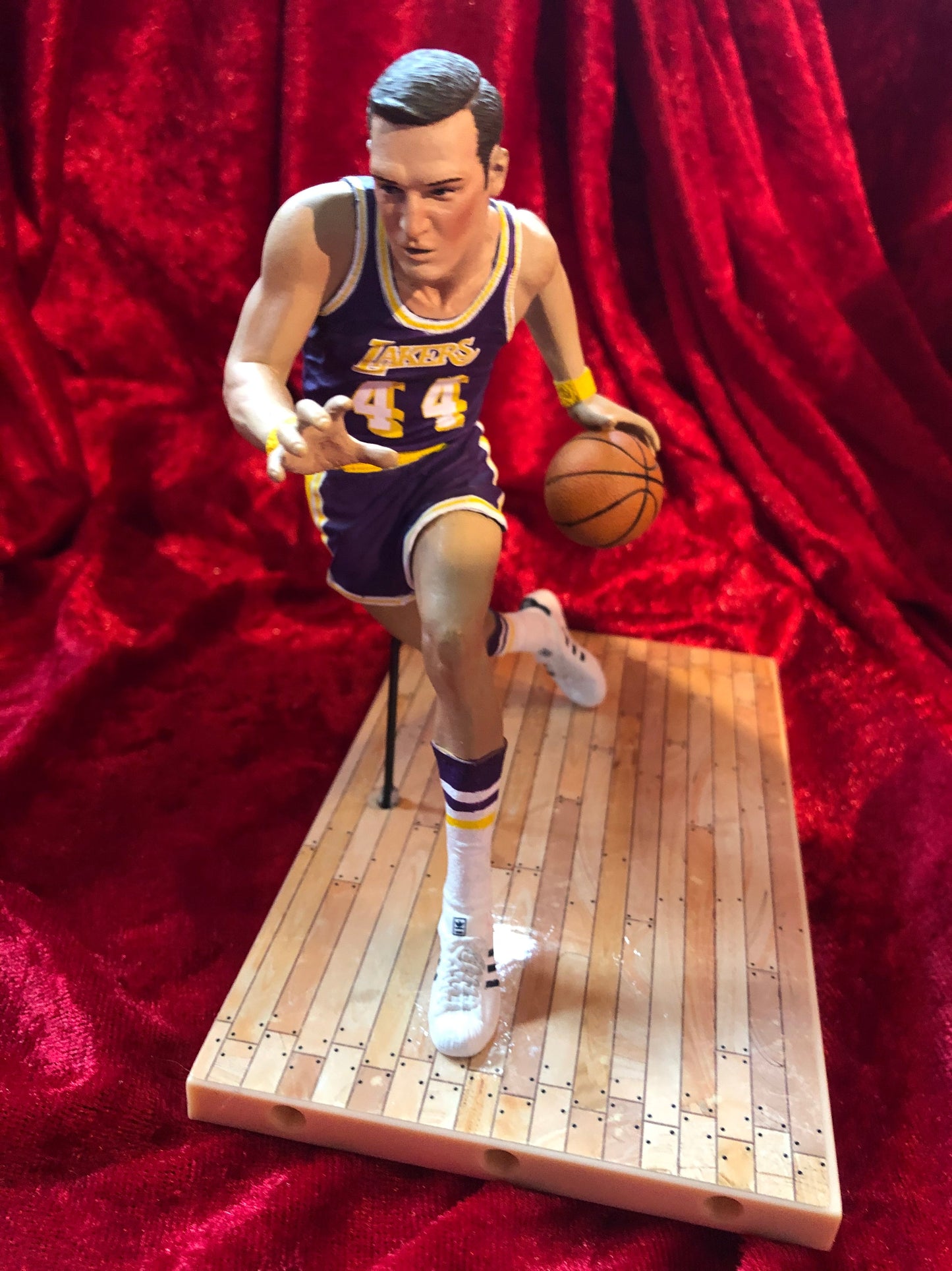 Jerry West Signed Lakers Court Tile w/ Card & Figure – PSA/DNA COA