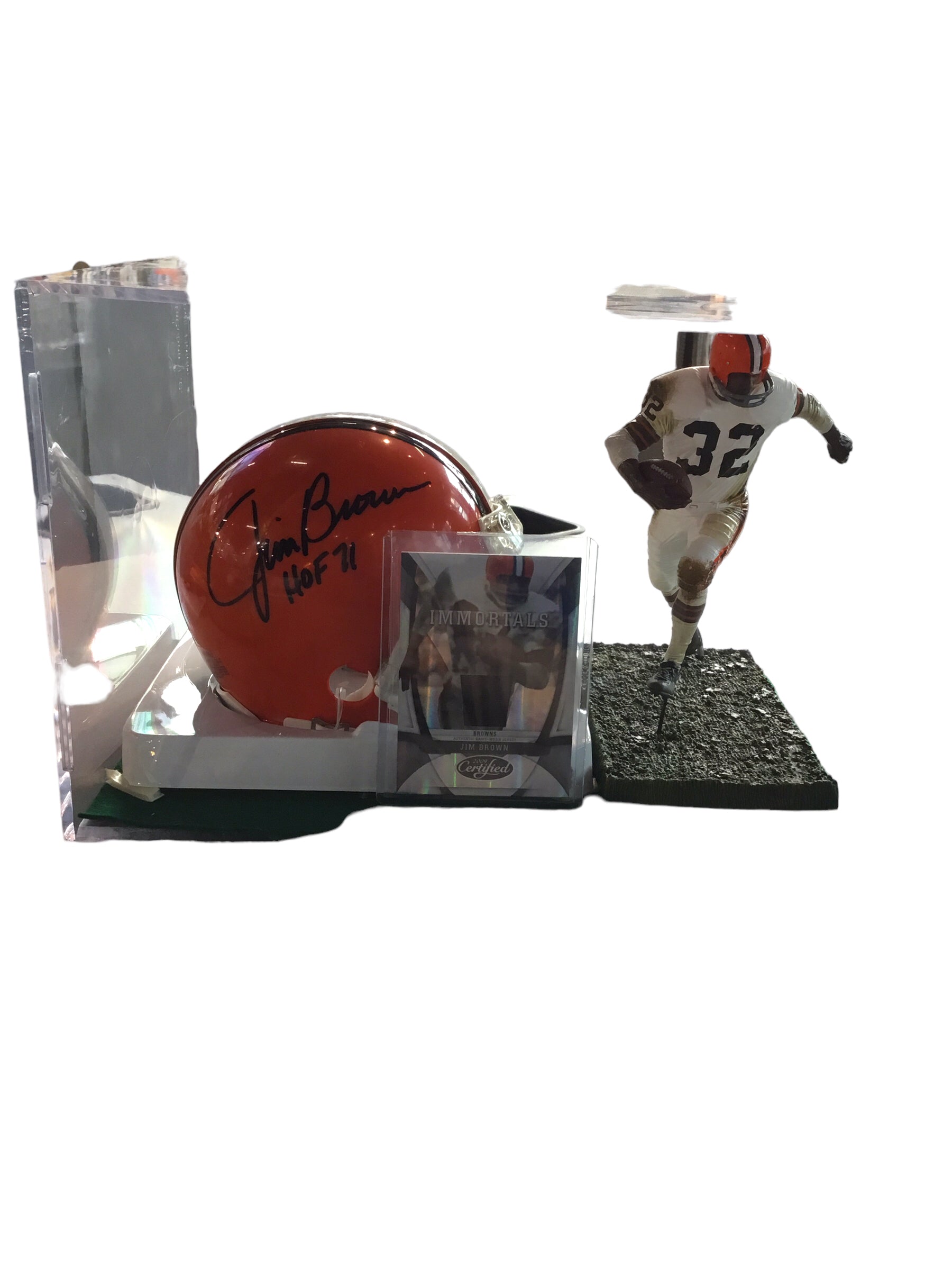 Jim Brown Certified Authentic Autographed Mini-helmet Shadowbox & Jersey card