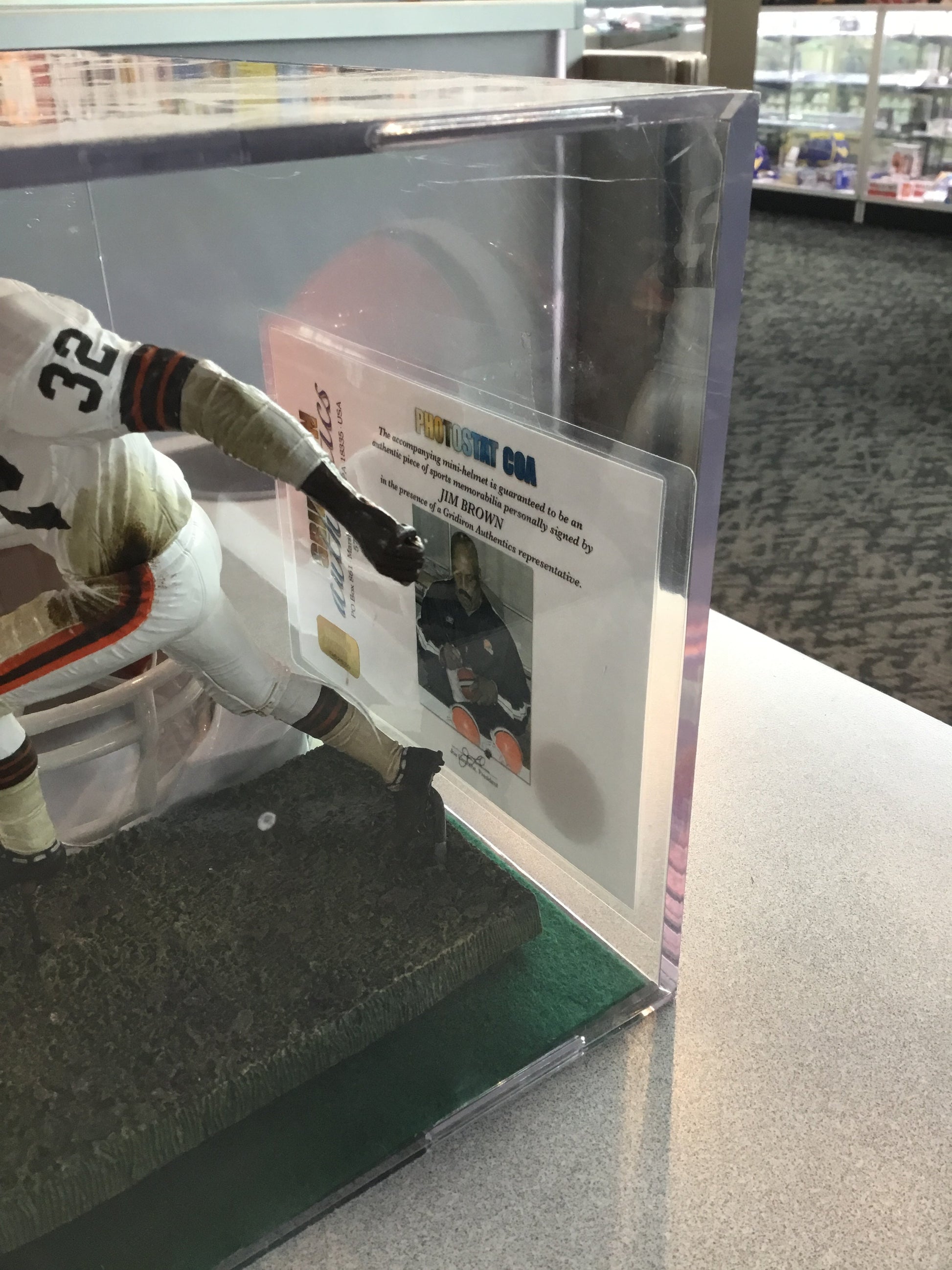 Jim Brown Certified Authentic Autographed Mini-helmet Shadowbox & Jersey card