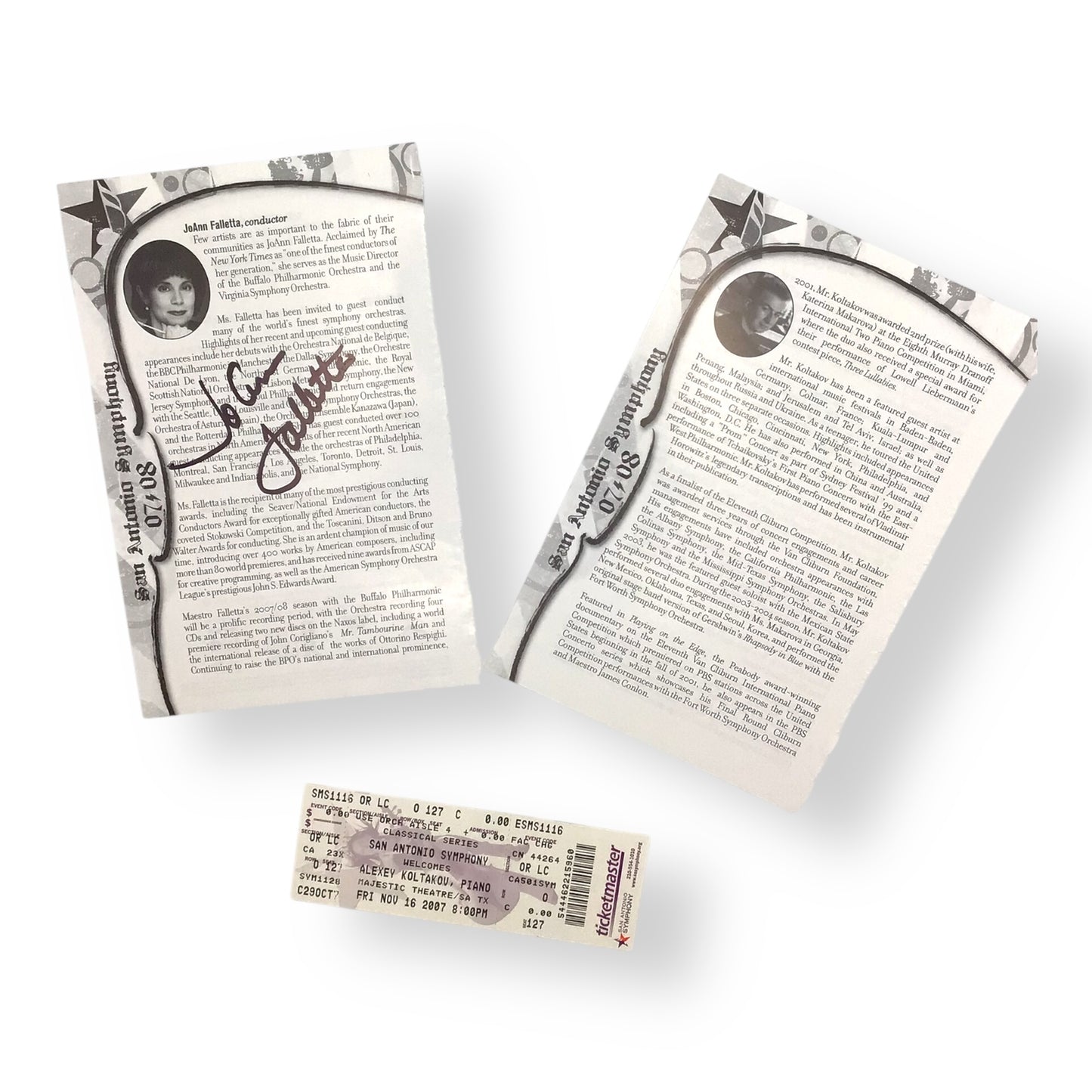 JoAnn Falletta Signed Sheet + Concert Ticket – Classical Music