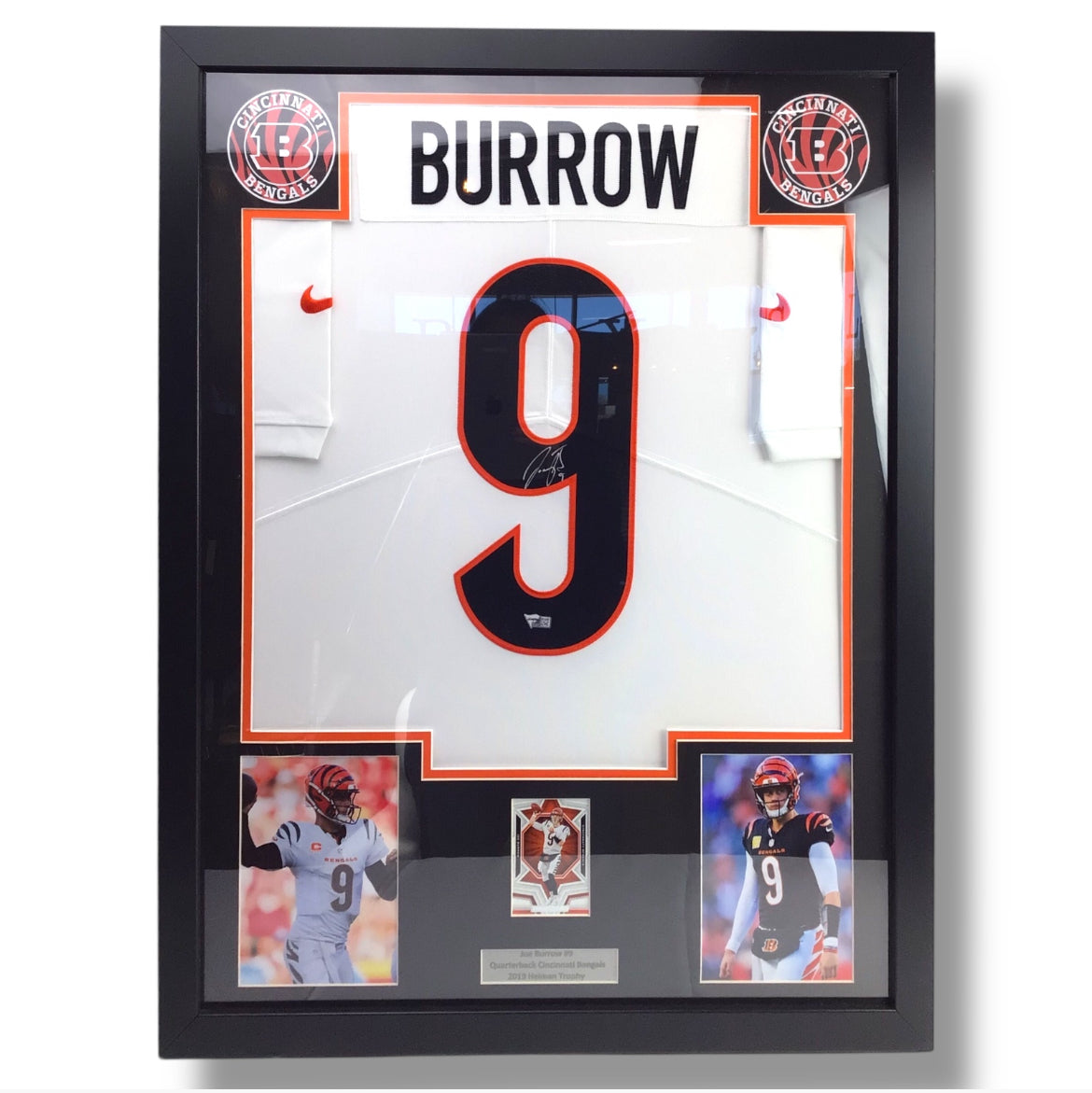 Joe Burrow Nike Dry Fit Autographed Football Jersey Shadowbox w/ Fanatics Certification