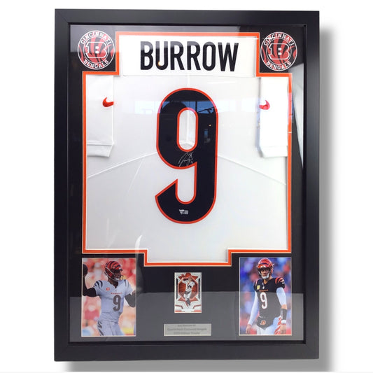 Joe Burrow Nike Dry Fit Autographed Football Jersey Shadowbox w/ Fanatics Certification