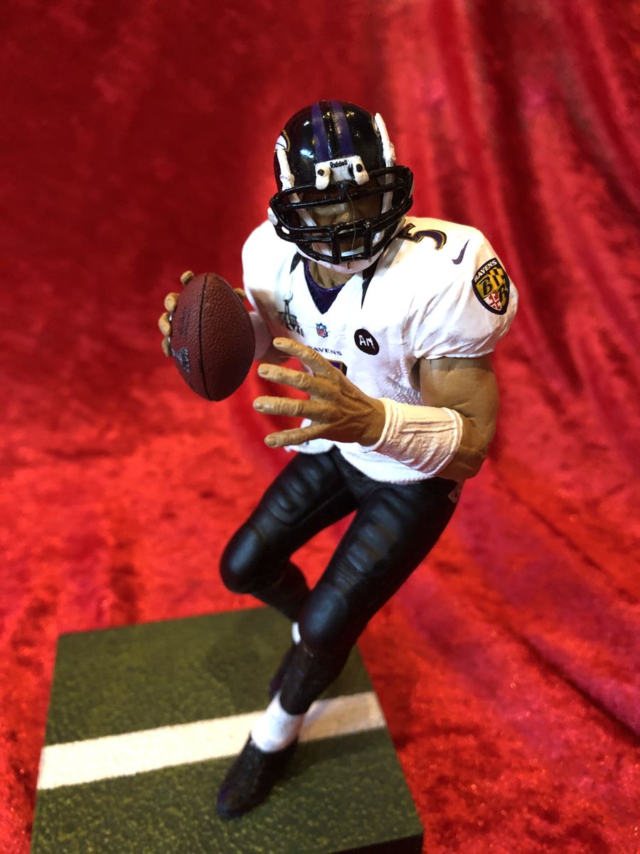 Joe Flacco Ravens Signed Mini Helmet w/ Card & Action Figure COA JSA