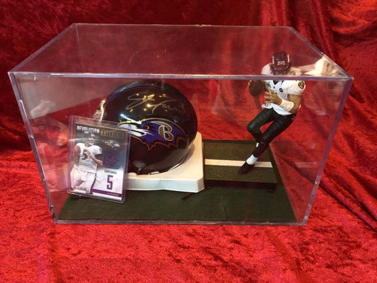 Joe Flacco Ravens Signed Mini Helmet w/ Card & Action Figure COA JSA