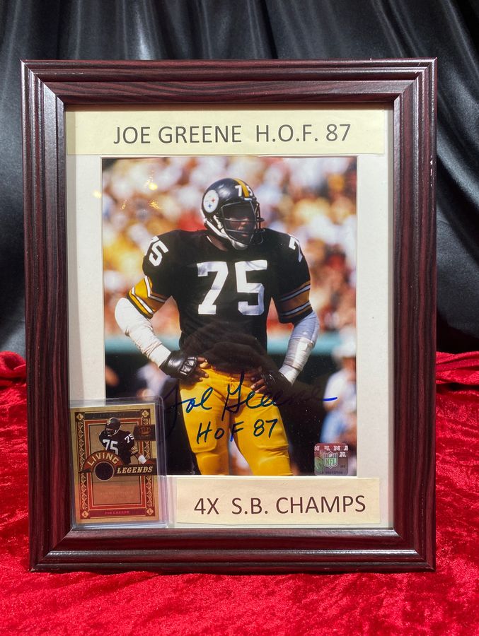 Joe Greene HOF '87 Signed Framed Photo & Card Certified