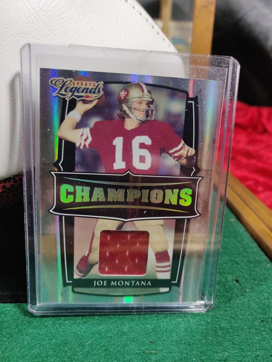 Joe Montana 49ers Autographed Football Shadowbox with Card and Figure