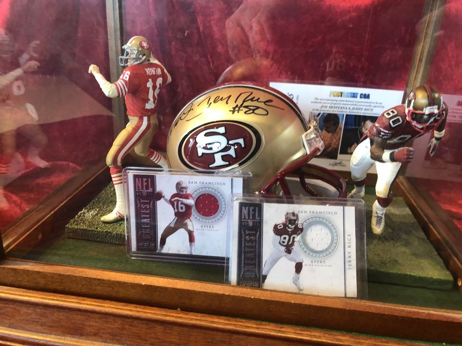 Joe Montana & Jerry Rice 49ers Certified Authentic Autographed Mini-helmet Shadowbox