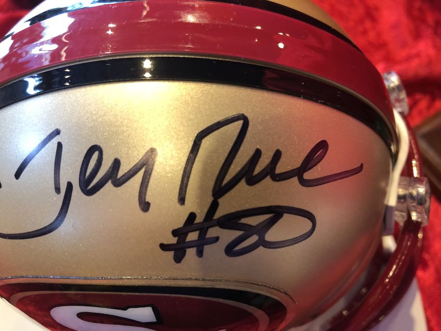 Joe Montana & Jerry Rice 49ers Certified Authentic Autographed Mini-helmet Shadowbox