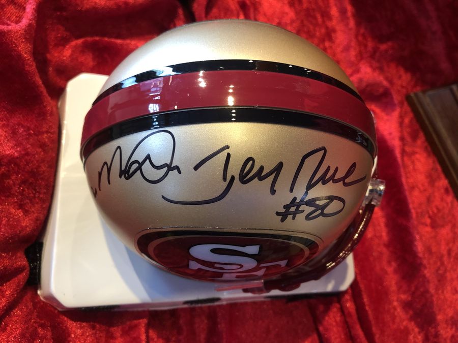 Joe Montana & Jerry Rice 49ers Certified Authentic Autographed Mini-helmet Shadowbox