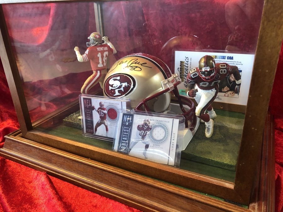 Joe Montana & Jerry Rice 49ers Certified Authentic Autographed Mini-helmet Shadowbox