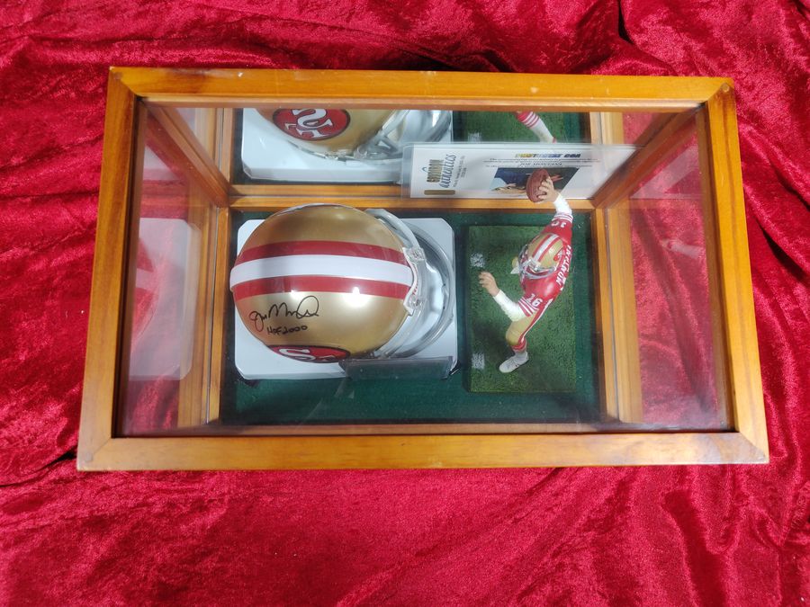 Joe Montana San Francisco 49'ers Autographed Mini Helmet Shadowbox w/ More