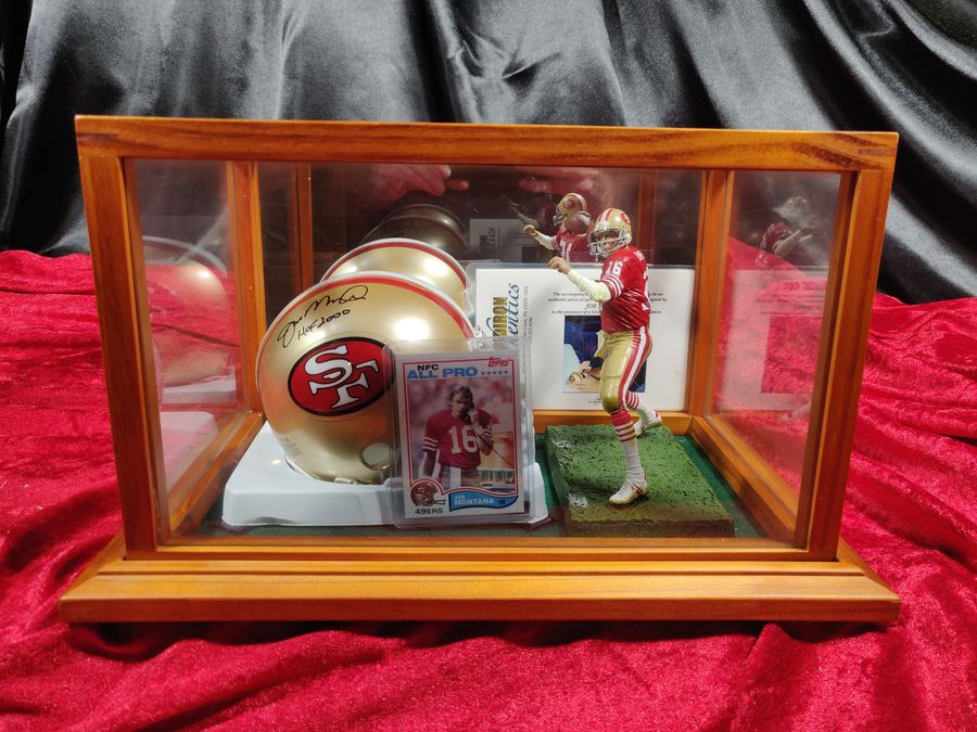 Joe Montana San Francisco 49'ers Autographed Mini Helmet Shadowbox w/ More