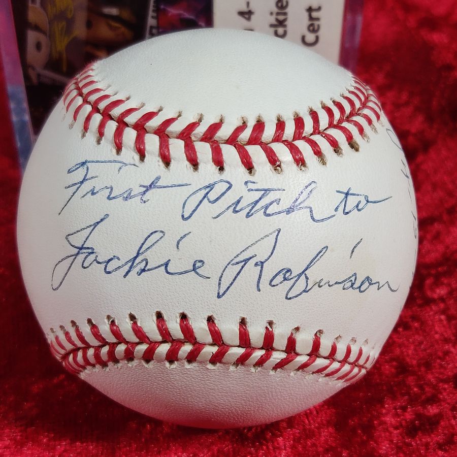 Johnny Sain Guaranteed Authentic Autographed Baseball Monogrammed w/First Pitch to