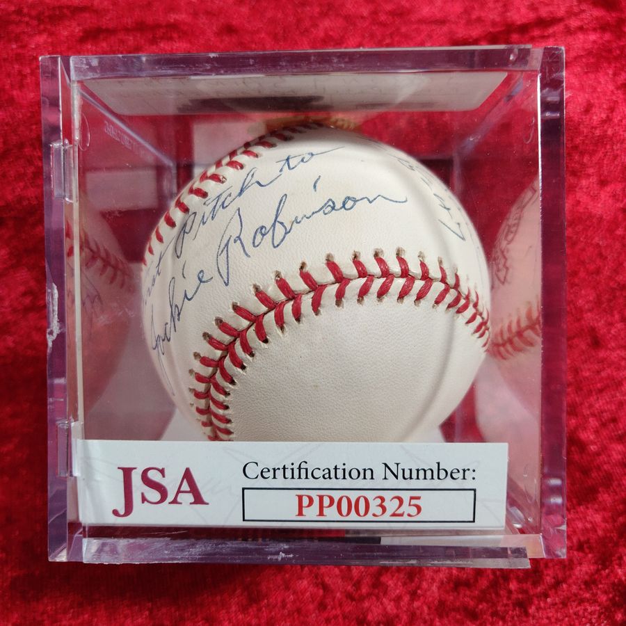 Johnny Sain Guaranteed Authentic Autographed Baseball Monogrammed w/First Pitch to
