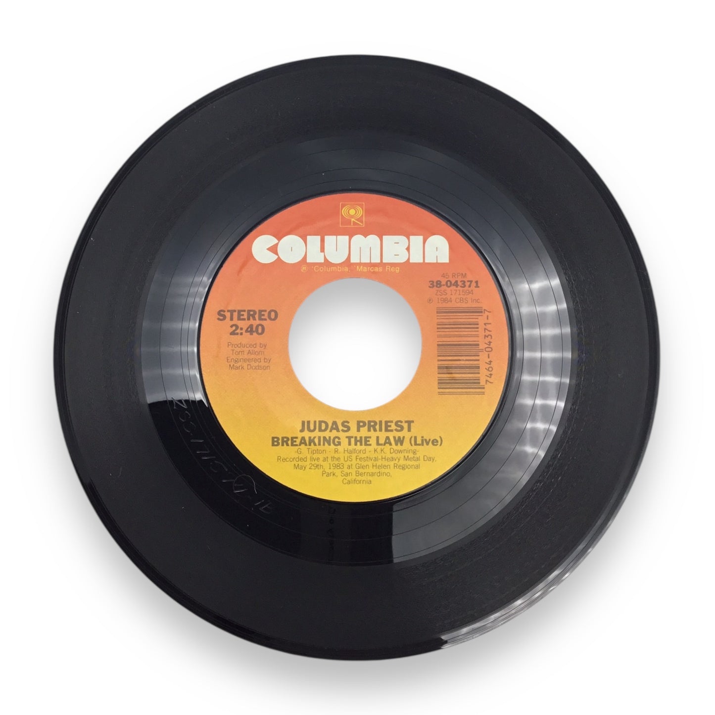 Judas Priest Some Heads Are Gonna Roll / Breaking the Law (Live) 45 Record Vinyl Columbia