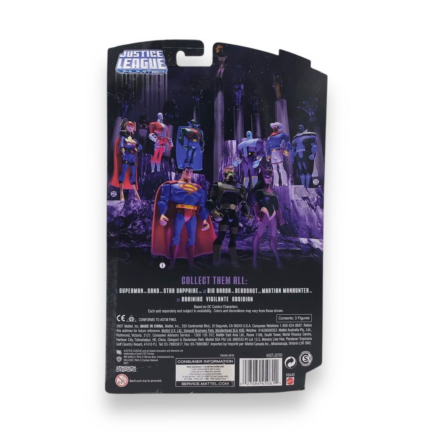 Justice League Unlimited 3-Pack Superman Sand Star Sapphire Mattel 2007 NIB