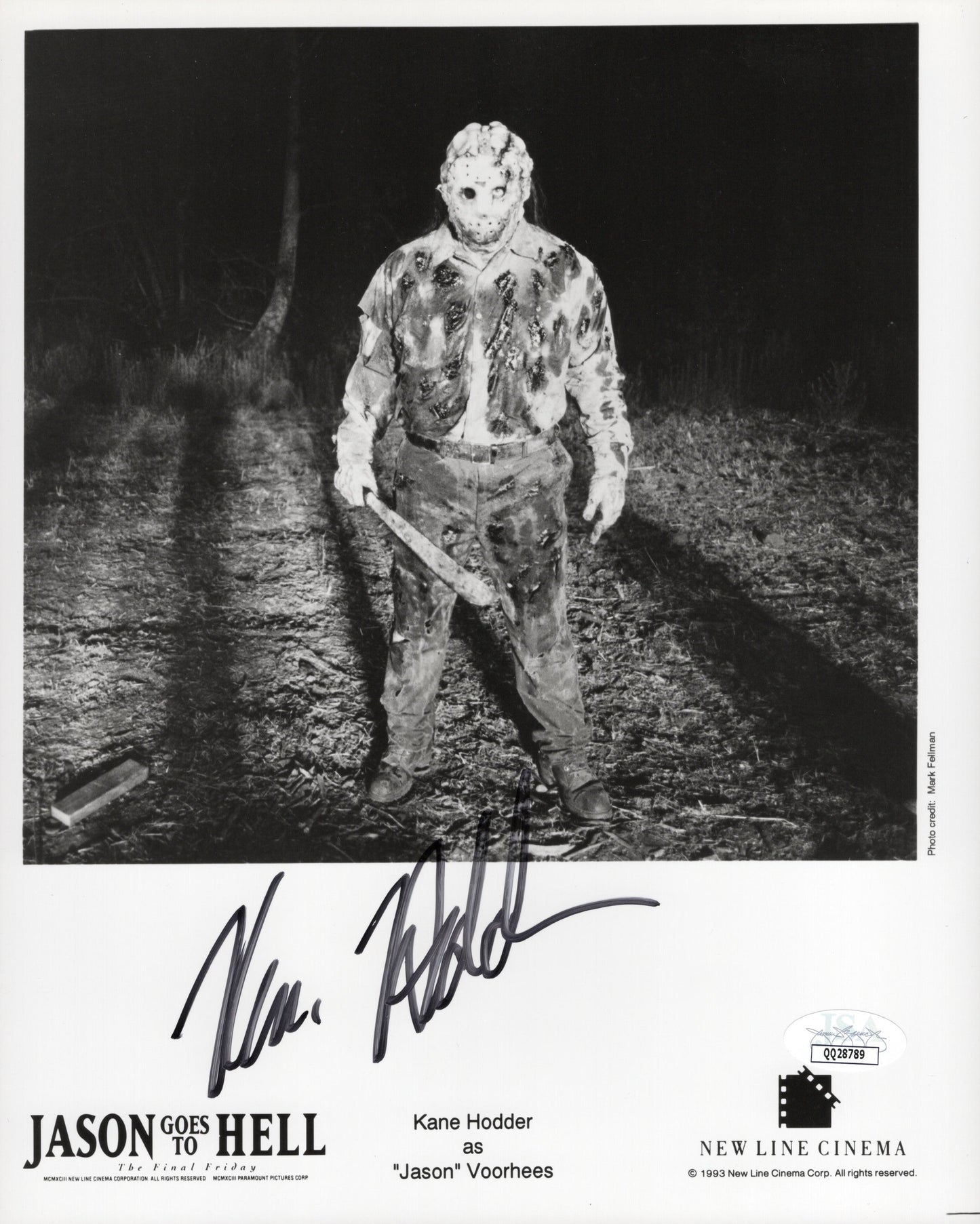 Kane Hodder Signed Photo 8x10 B&W Jason Voorhees Friday 13th JSA PSA Certified