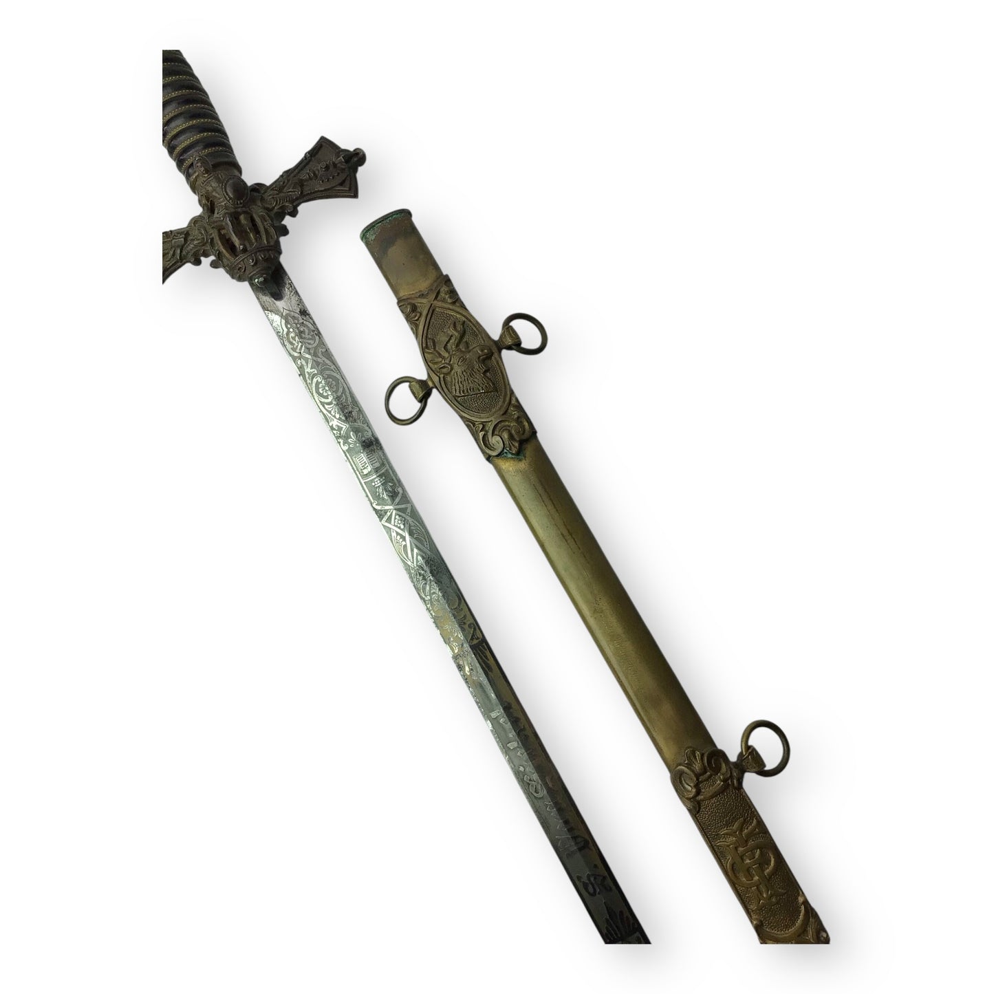 Knights of Pythias / KFM Fraternal Ceremonial Sword -Named w/ Scabbard