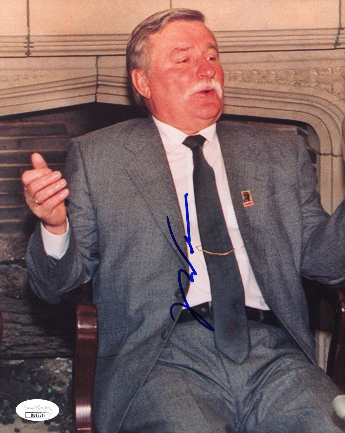 Lech Walesa Signed Photo 8x10, First Democratic President of Poland, JSA and PSA Letter Double Certified Authentic UU42249