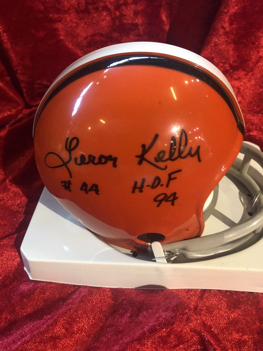 Leroy Kelly Browns Guaranteed Authentic Autographed Mini-helmet Shadowbox