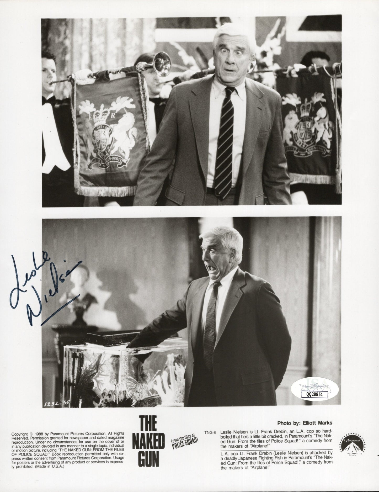 Leslie Nielsen Signed 8x10 Promo Photo B&W JSA Autograph Naked Gun Authenticated