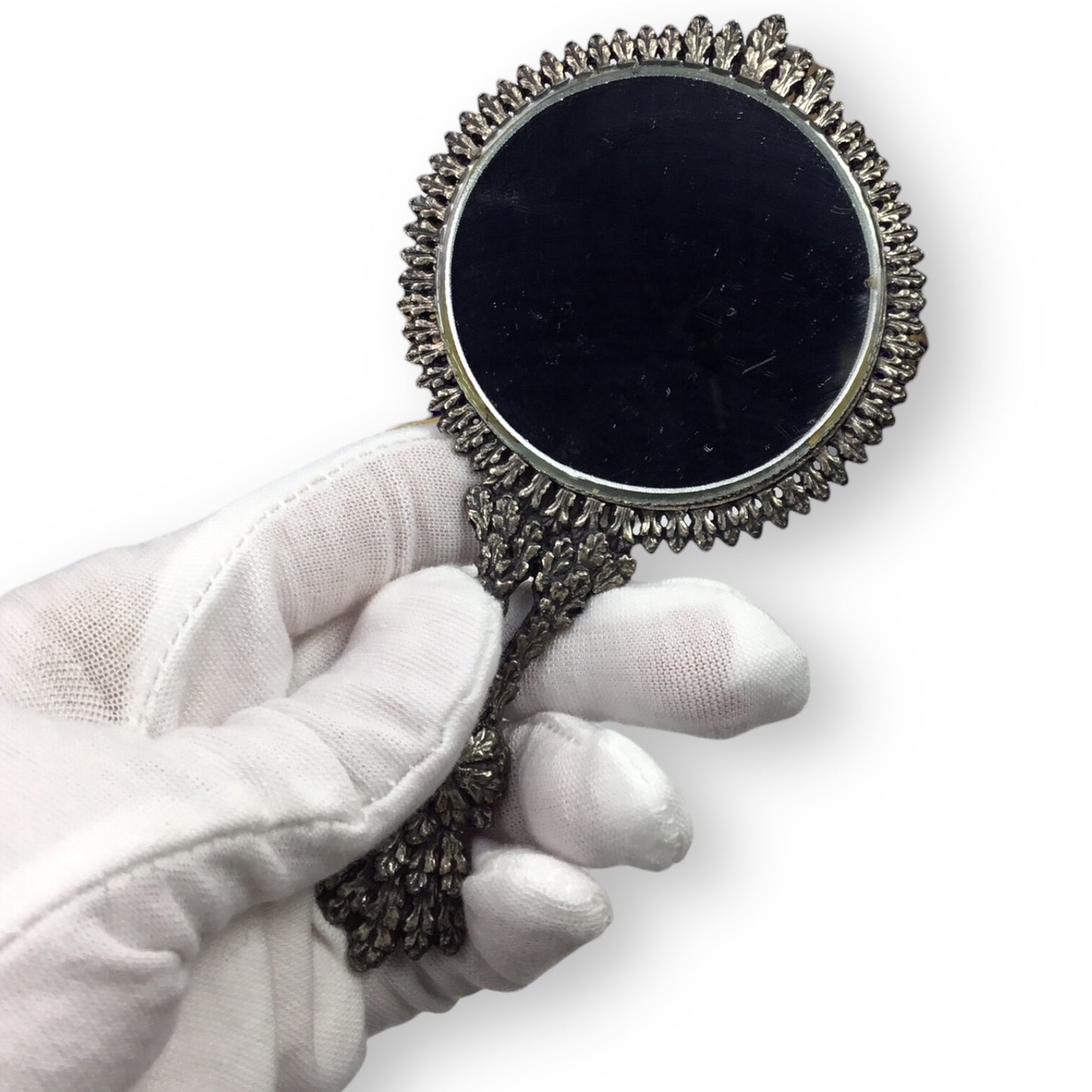 Limoges Cobalt Blue 22K Gold Trim Courtship Trinket Box & Mirror Set