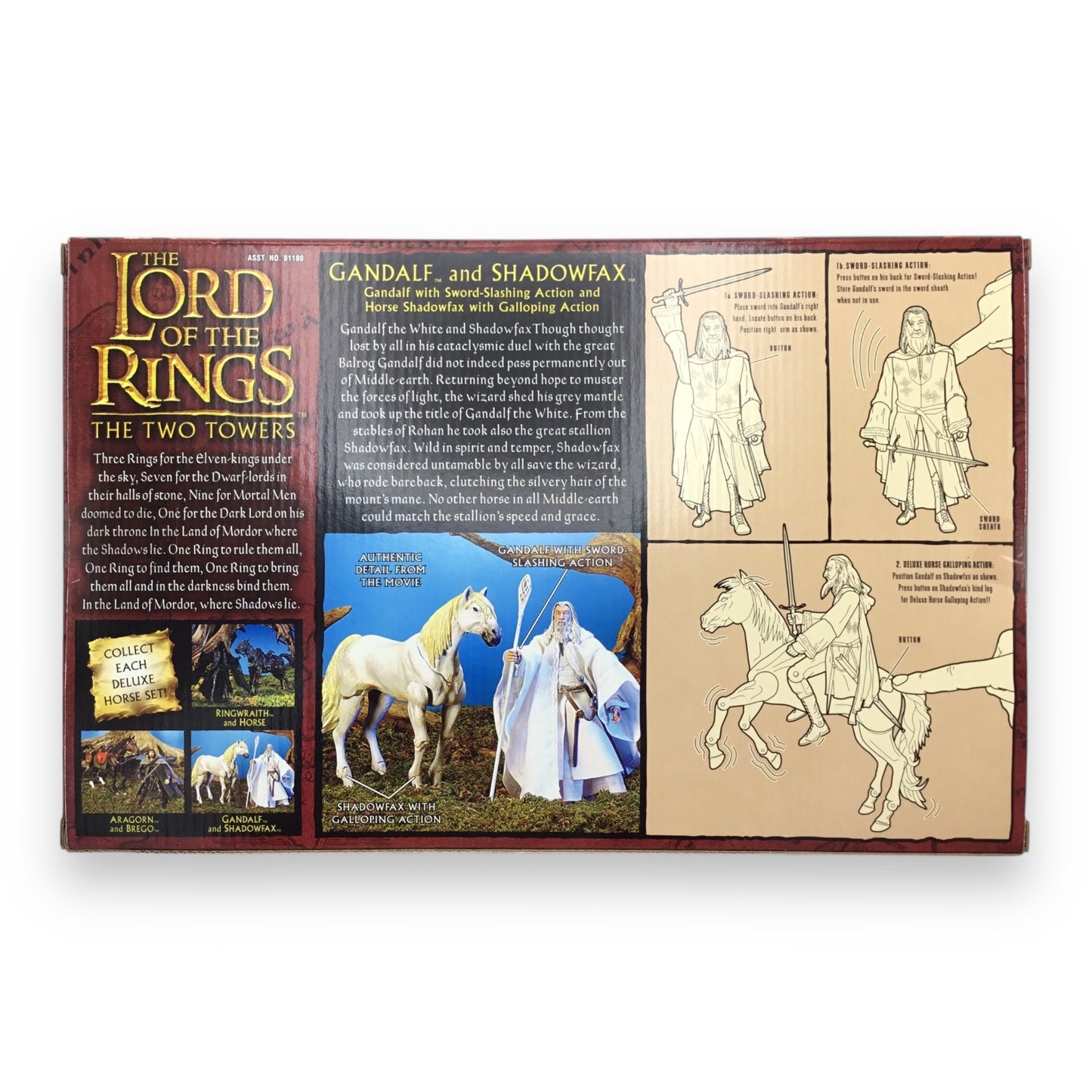 Lord of the Rings Fellowship of the Ring Deluxe Horse and Rider Set – Gandalf & Shadowfax (Toy Biz, 2002, Sealed)