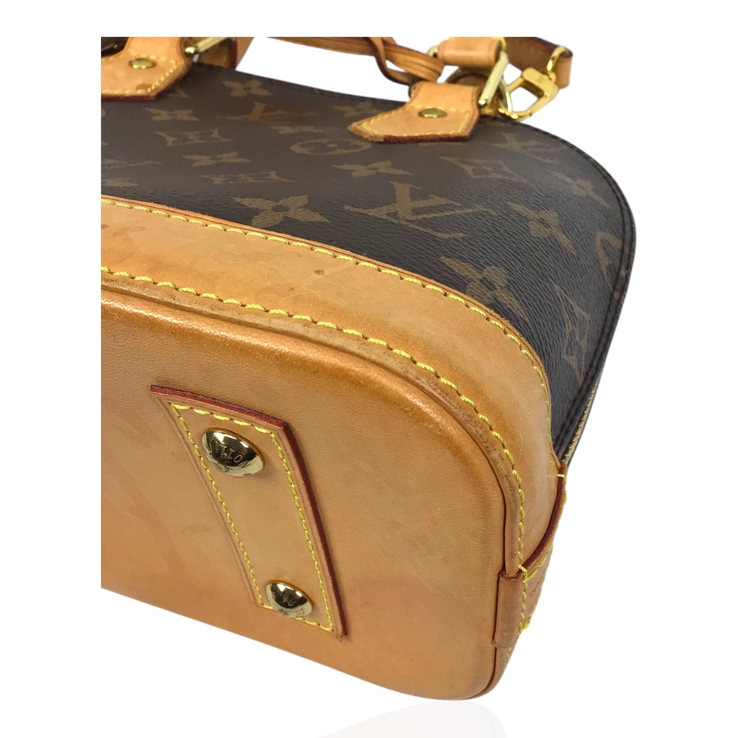 Louis Vuitton Alma BB in Monogram Canvas with Vachetta Trim & Gold Hardware