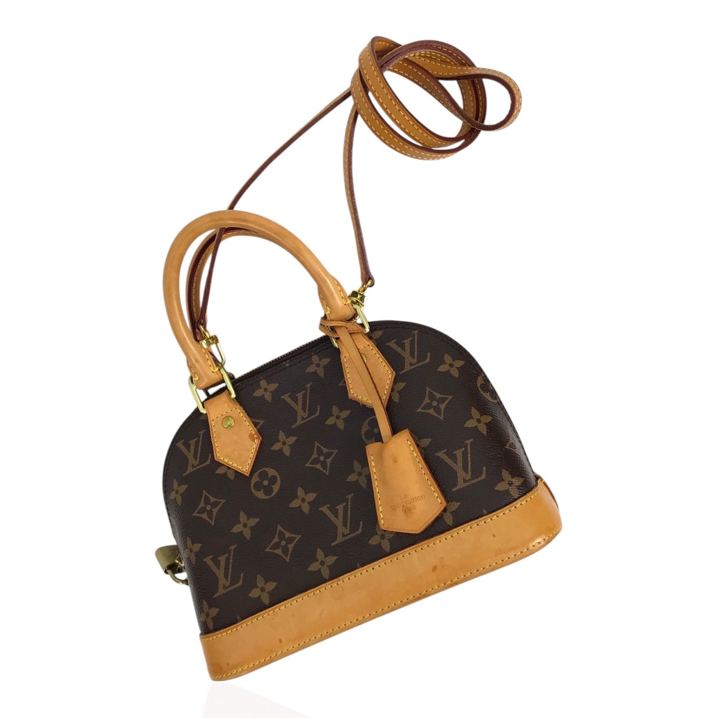 Louis Vuitton Alma BB in Monogram Canvas with Vachetta Trim & Gold Hardware