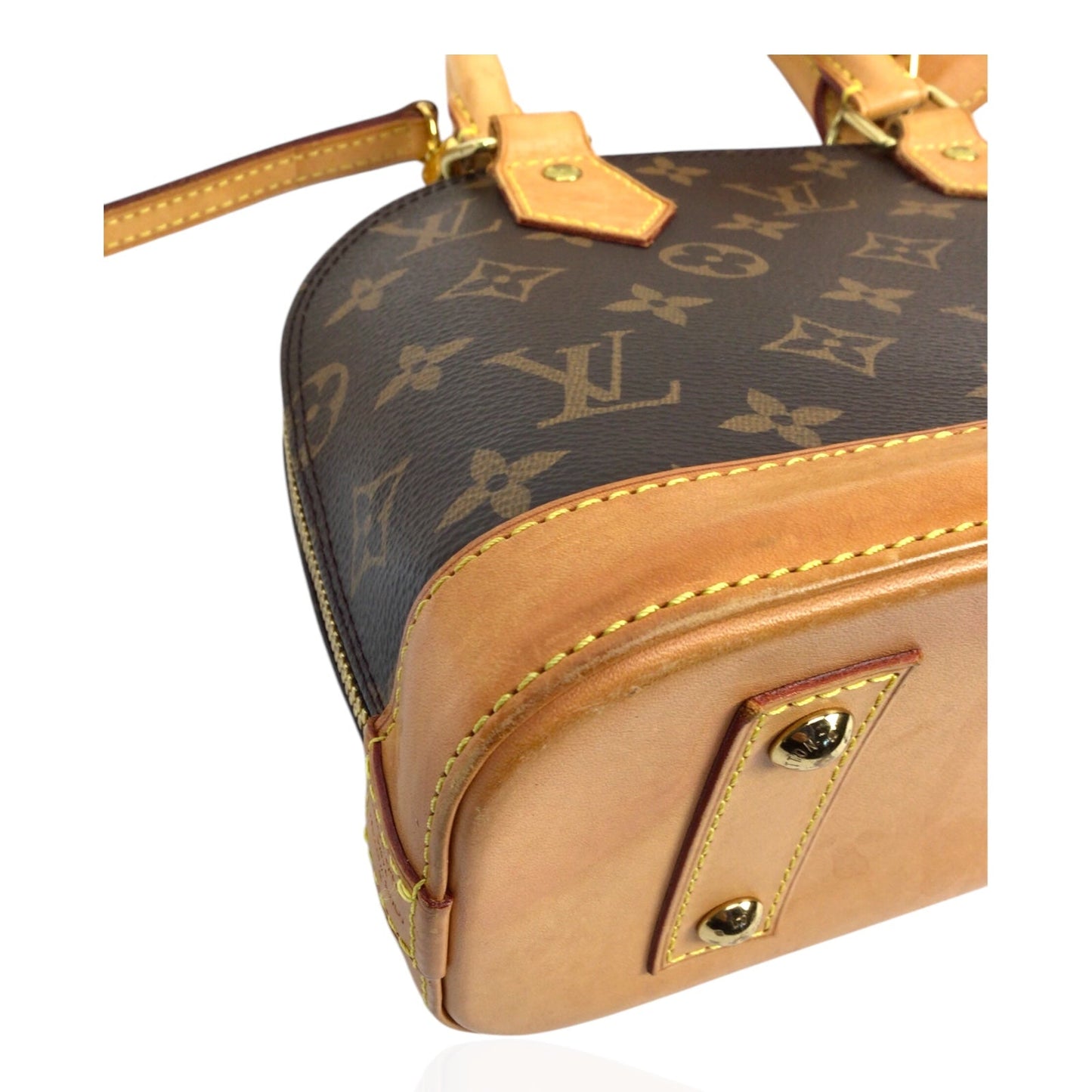 Louis Vuitton Alma BB in Monogram Canvas with Vachetta Trim & Gold Hardware