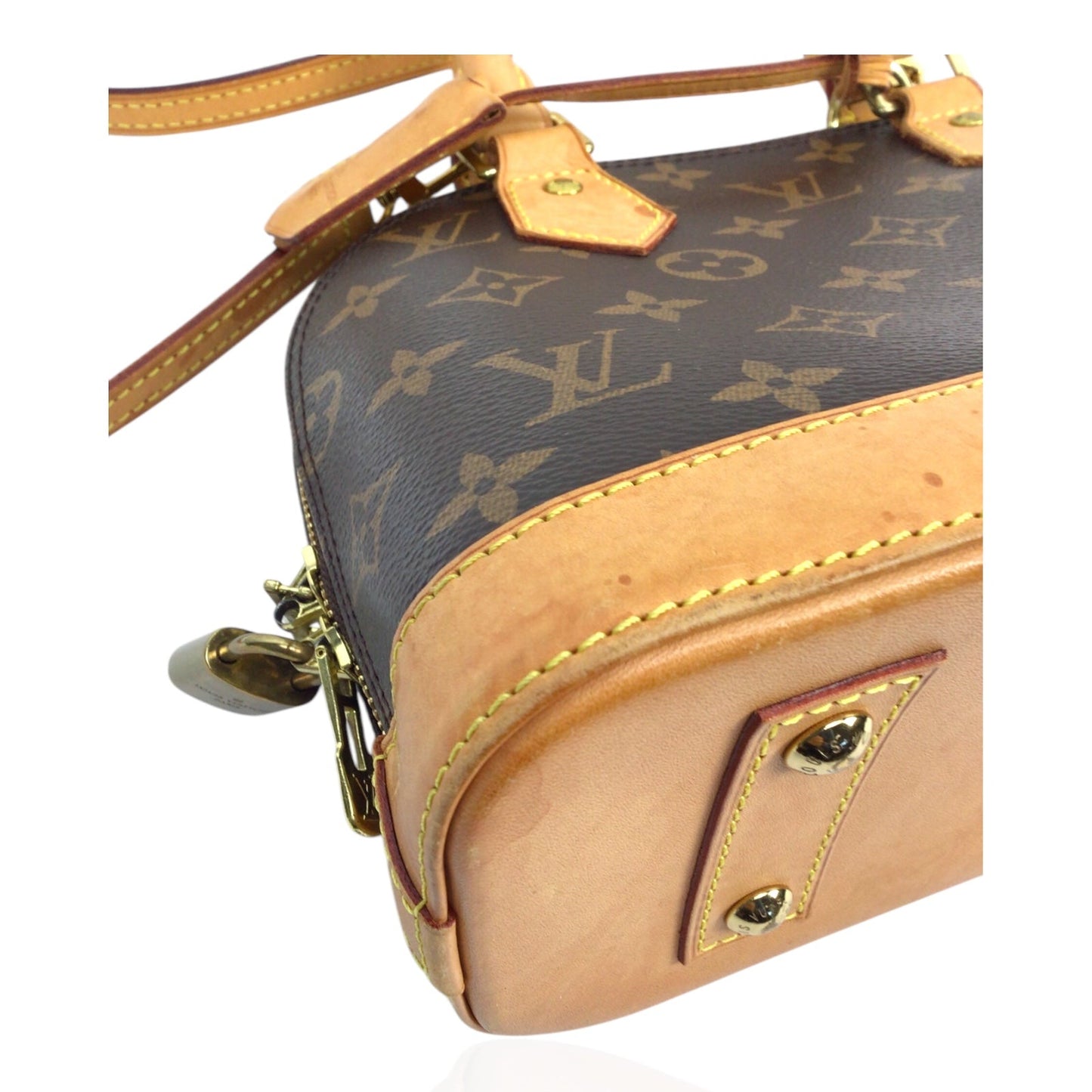 Louis Vuitton Alma BB in Monogram Canvas with Vachetta Trim & Gold Hardware