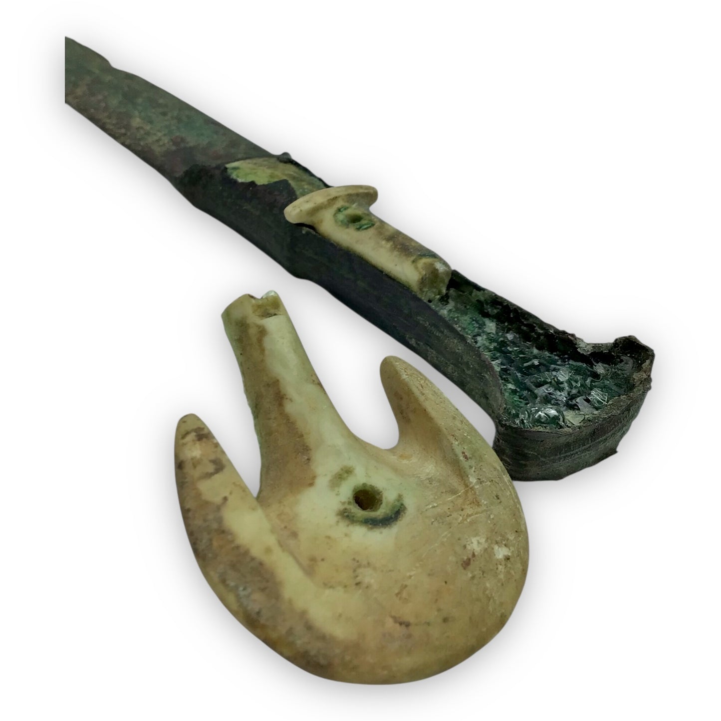 Luristan Bronze Dagger w/ Original Bone Pommel - 10th-9th Century B.C.