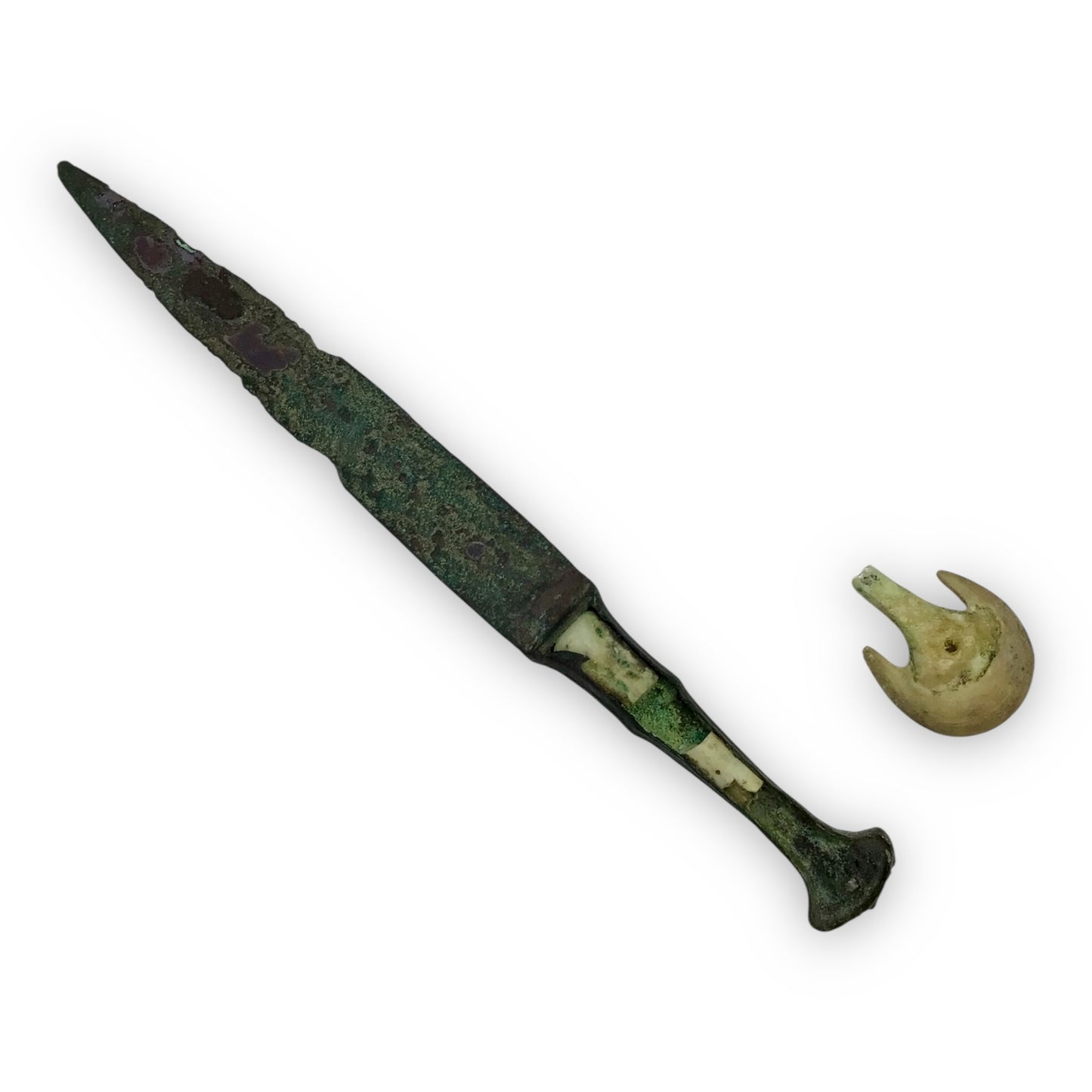 Luristan Bronze Dagger w/ Original Bone Pommel - 10th-9th Century B.C.