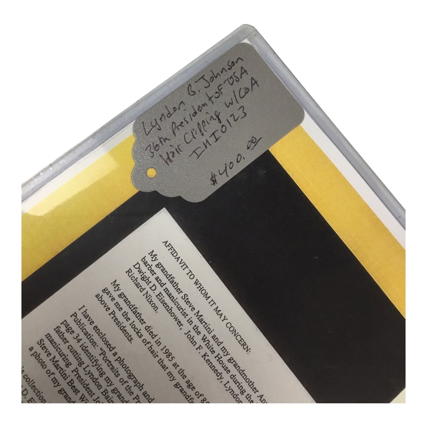 Lyndon B. Johnson Hair Clipping with Certificate of Authenticity