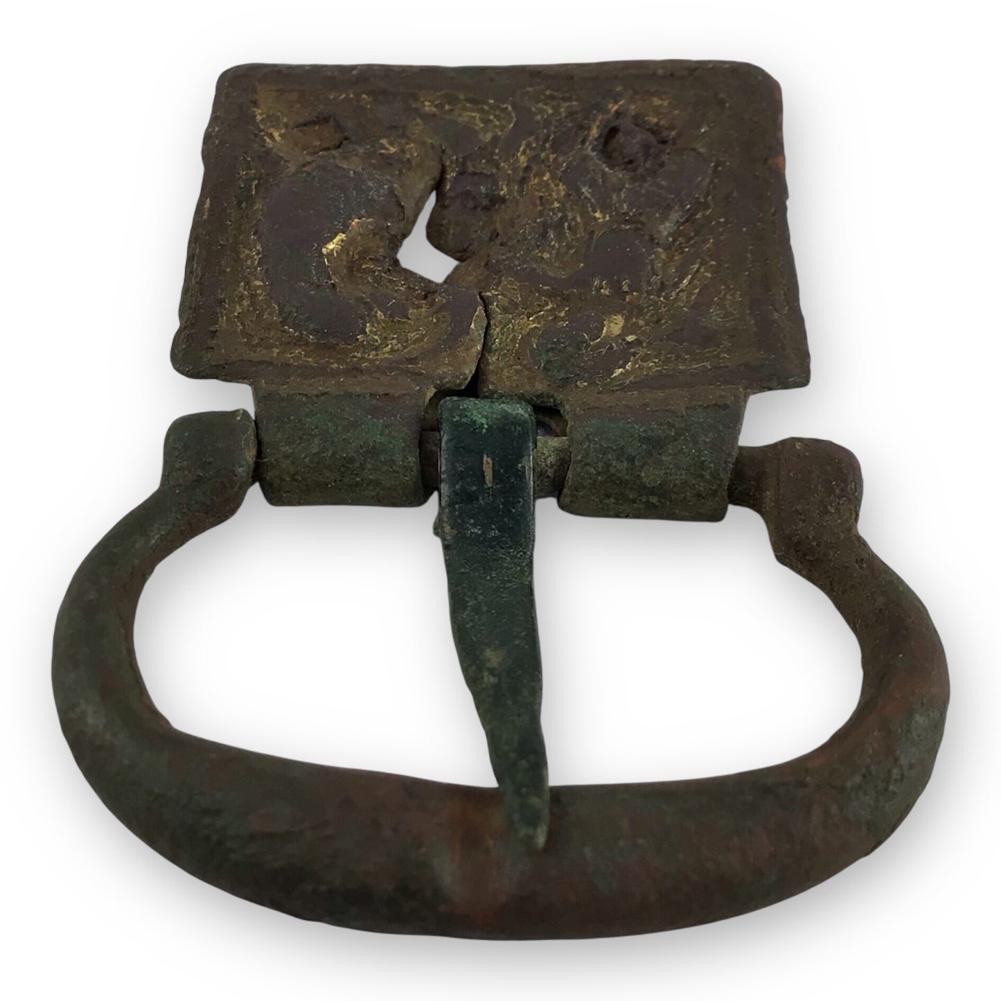 Medieval Bronze Gilt St. George & Dragon Buckle Plate 13th C