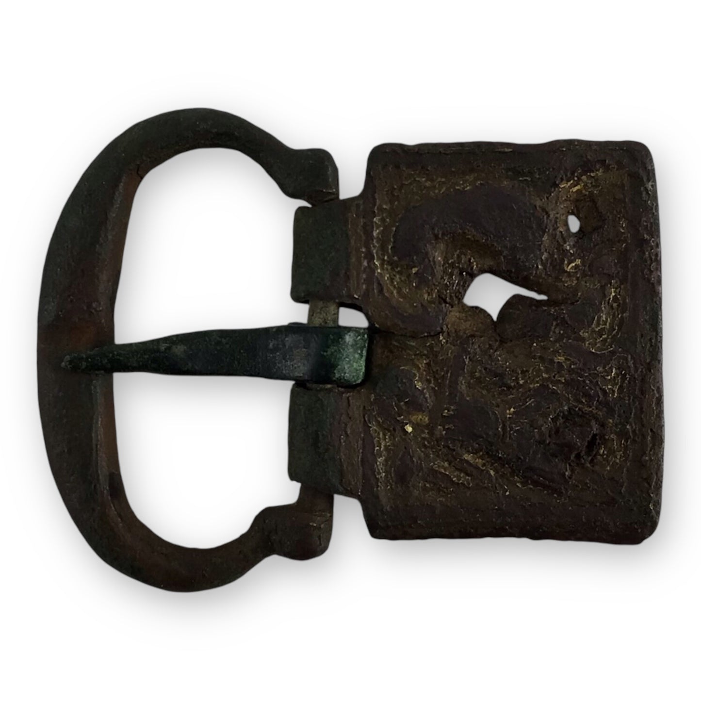 Medieval Bronze Gilt St. George & Dragon Buckle Plate 13th C