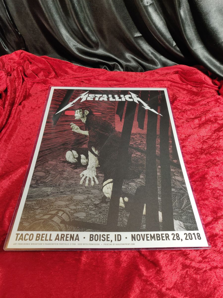 Metallica Concert Poster Silkscreen Print 18x24" 11282018 Boise Wrightson