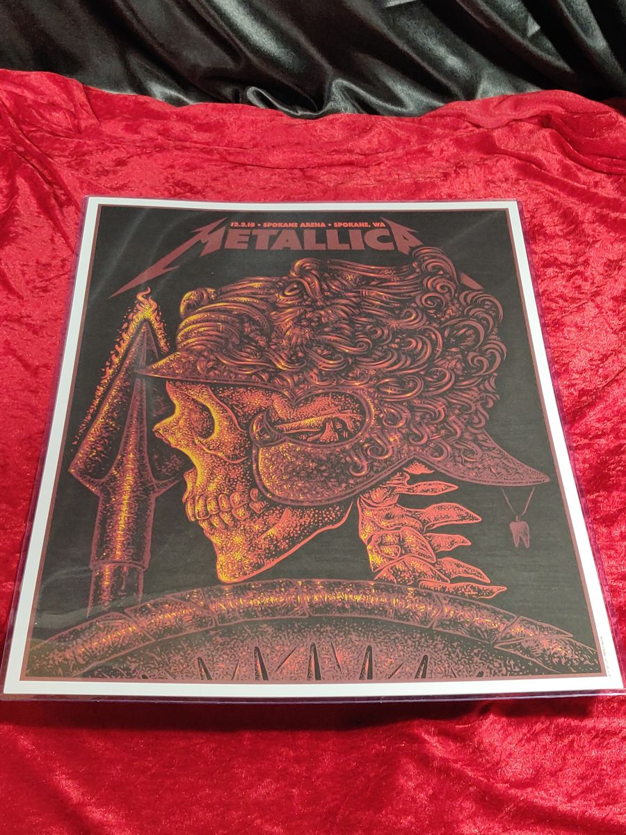 Metallica Concert Poster Silkscreen Print 18x24 12022018 Spokane WA Todd  Slater