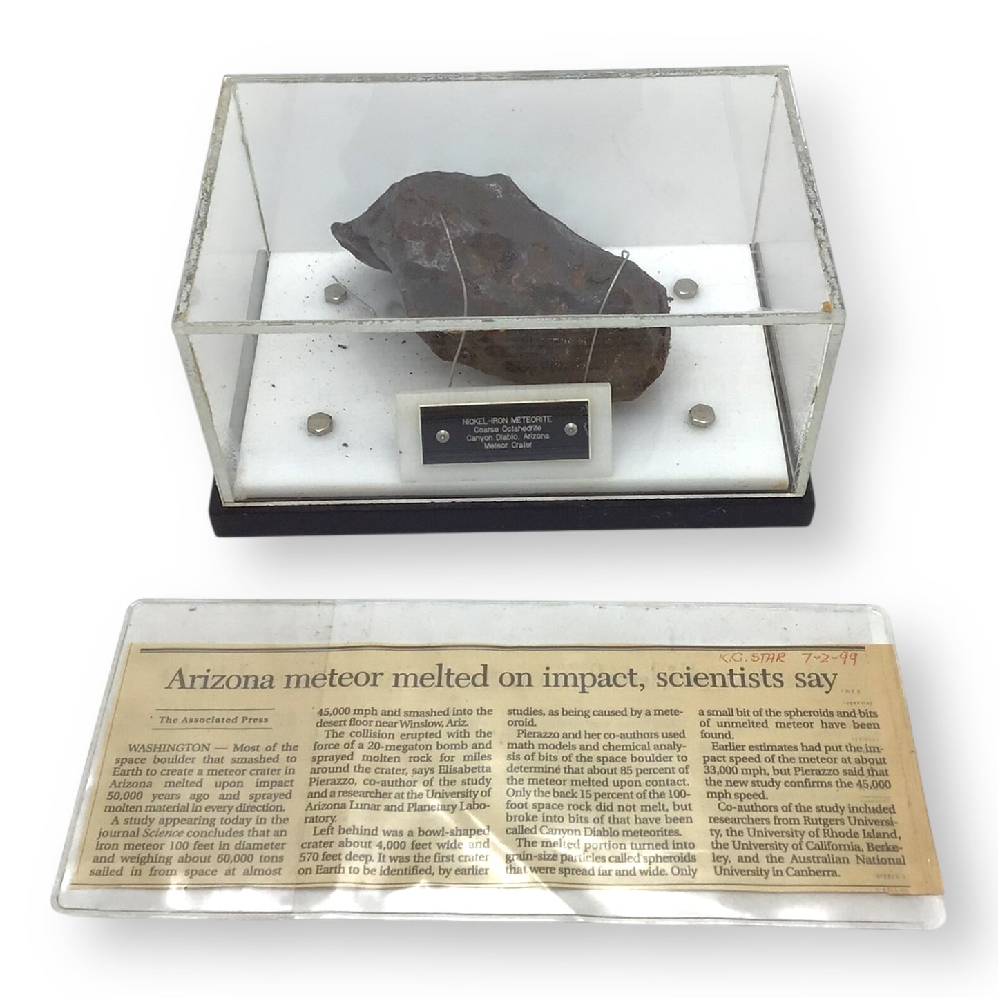 Meteorite, Canyon Diablo, Arizona, 1356G, John A. Lednicky Estate