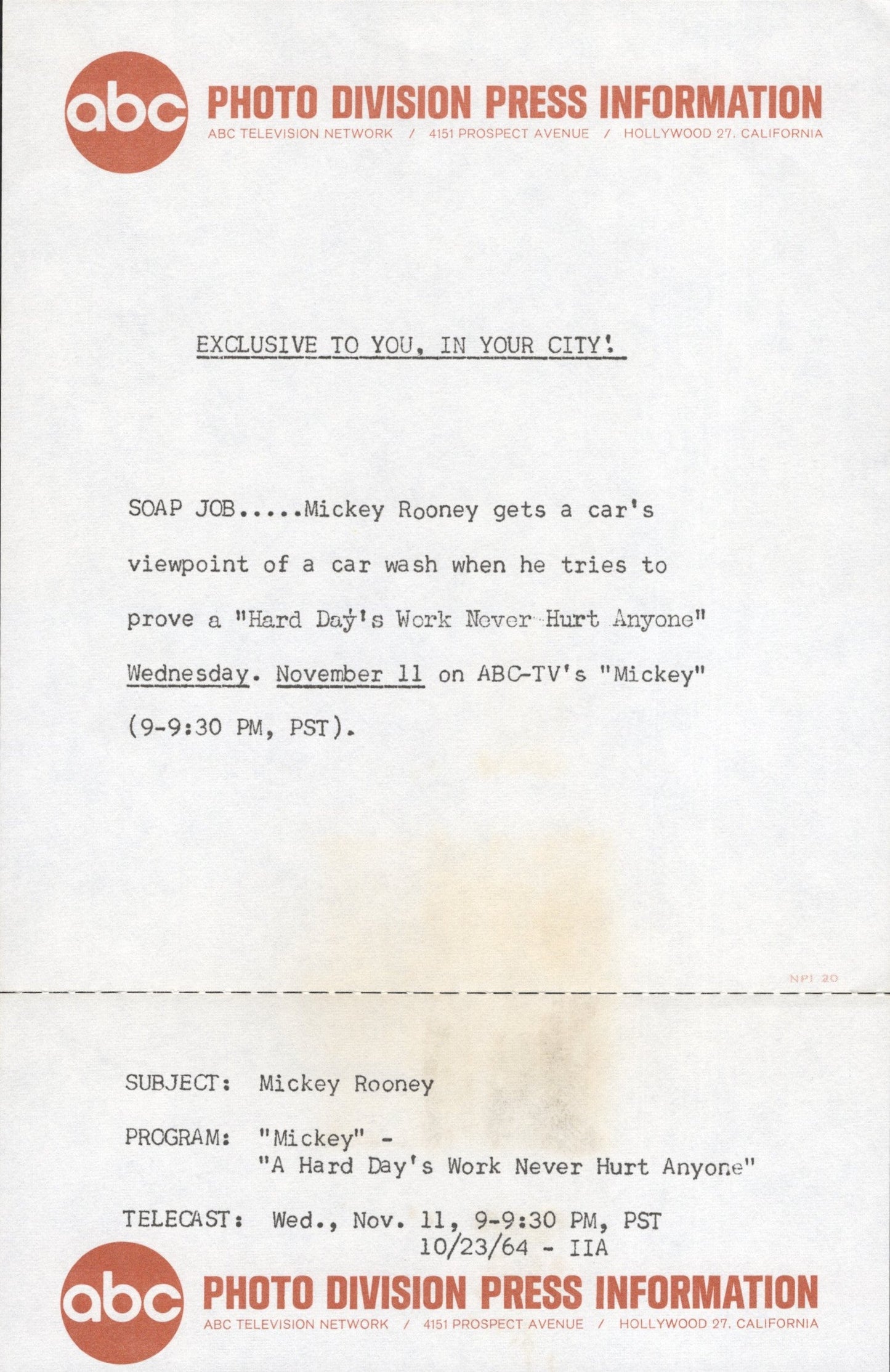 Mickey Rooney Signed Photo 7x9, ABC Press Sheet Autograph