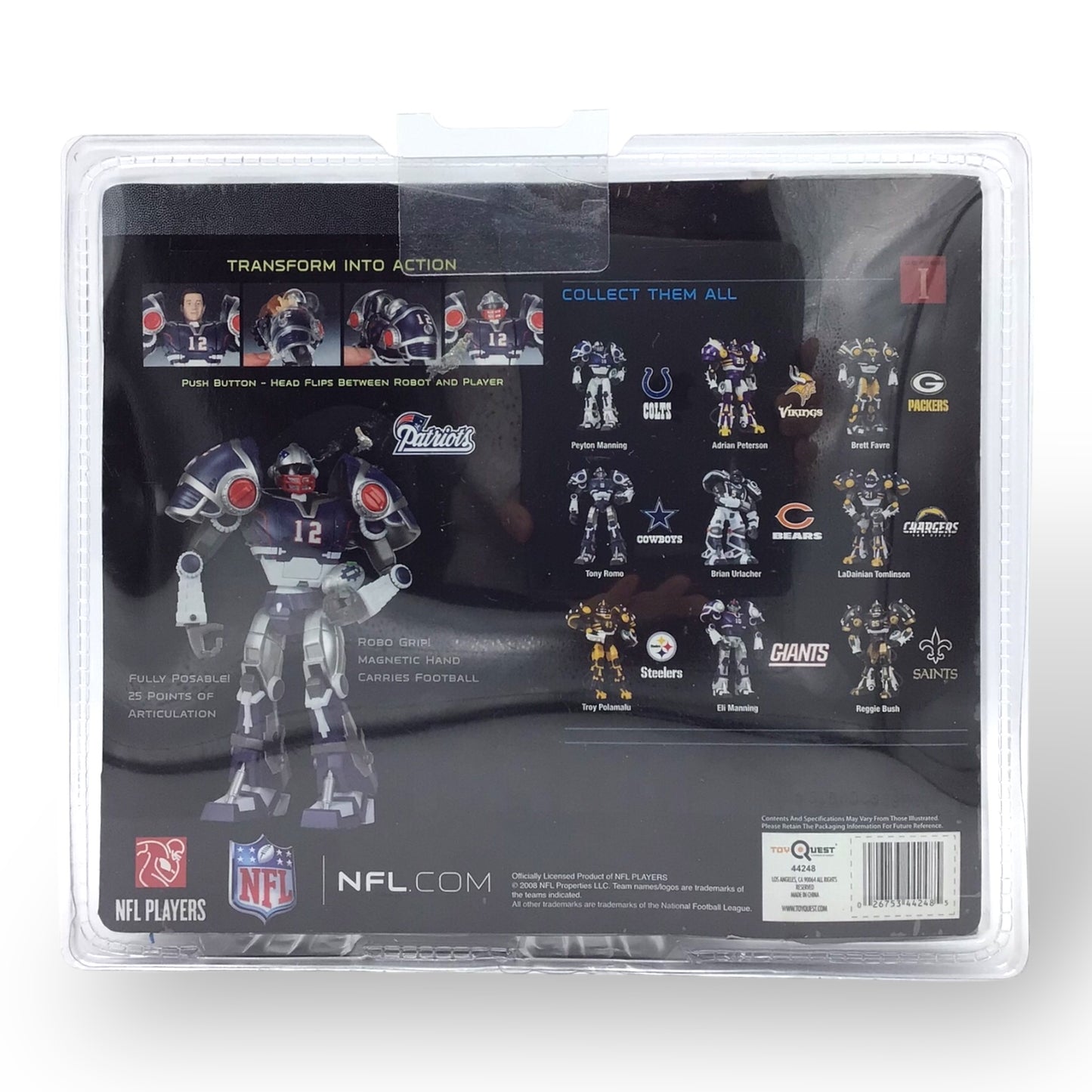 NFL Robot Action Figure Tom Brady 12 - 2008 Fully Poseable with Football