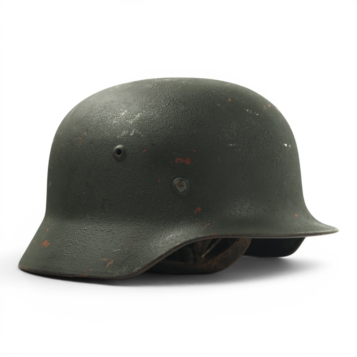 Named German WWII M35 Heer Helmet, Early Lot 081, Repainted from Afrika Korps Brown!