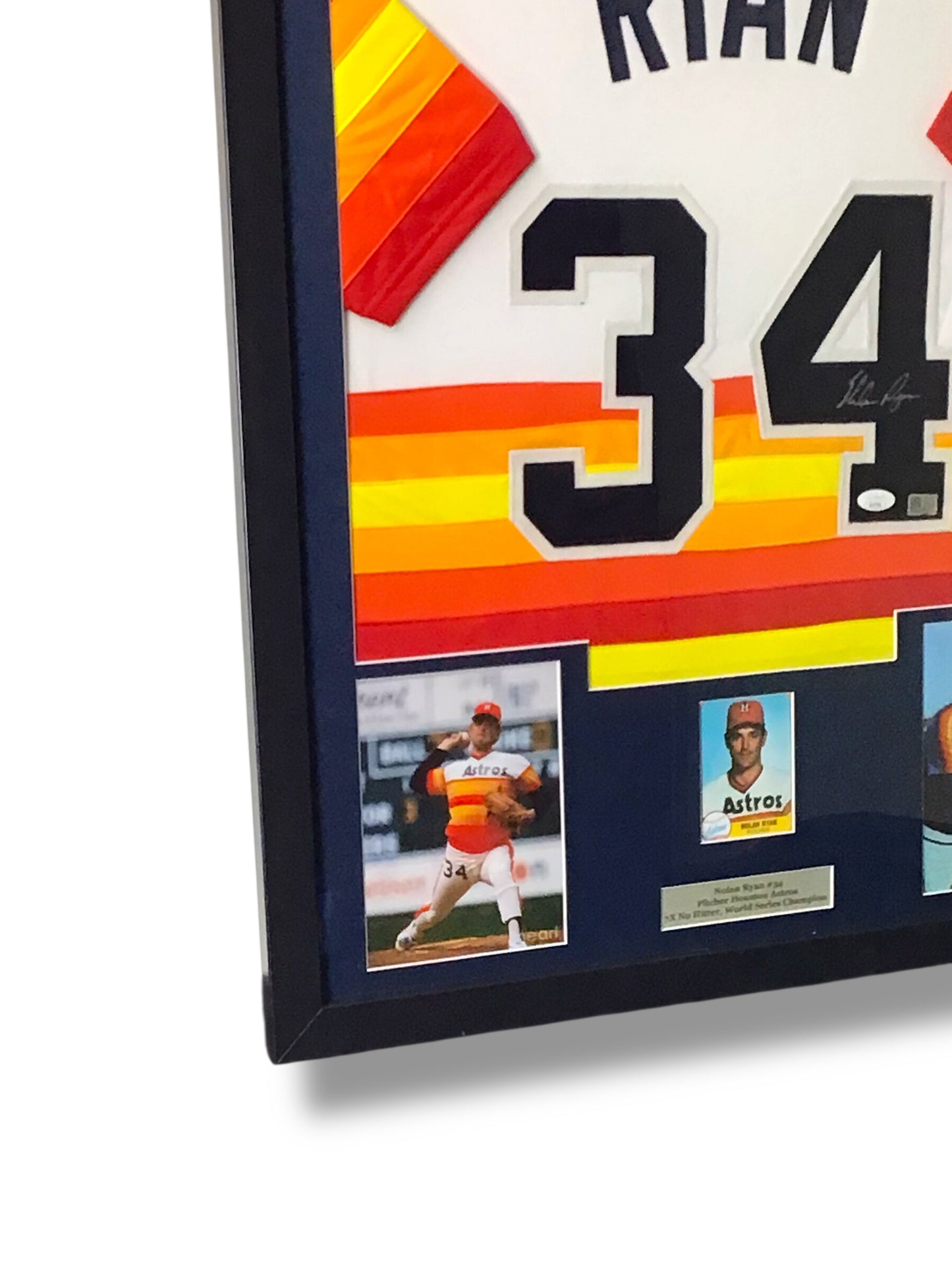Nolan Ryan Signed Custom Framed Rainbow Jersey w/ JSA Cert