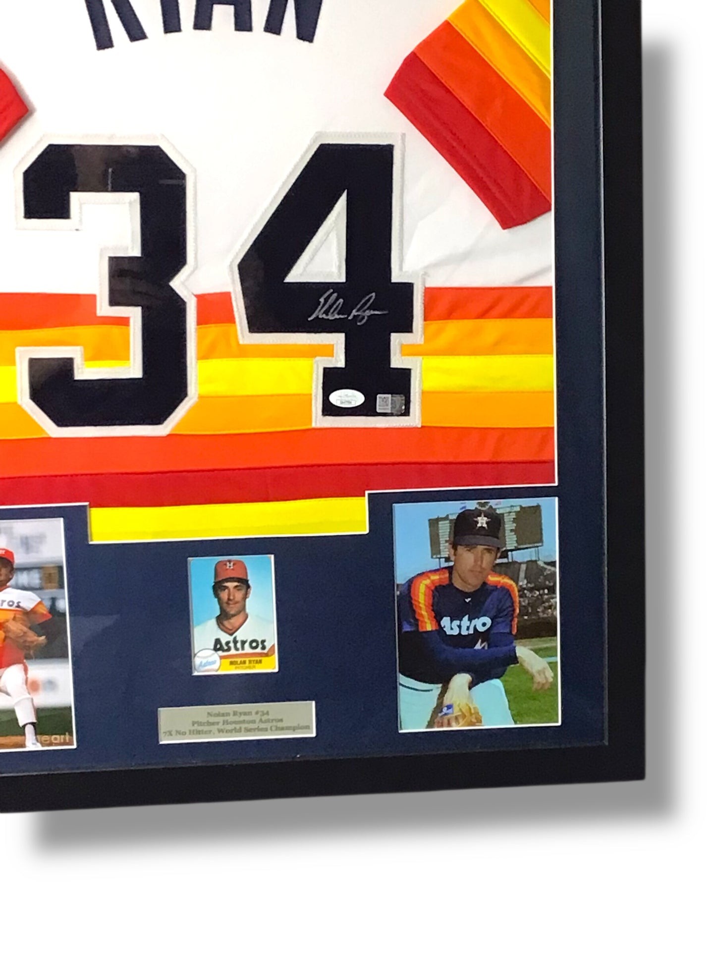 Nolan Ryan Signed Custom Framed Rainbow Jersey w/ JSA Cert