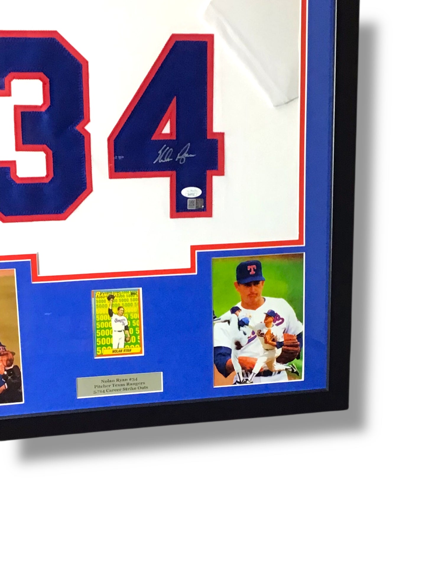 Nolan Ryan Texas Rangers Framed Signed Jersey w/ JSA Cert & Sports Card