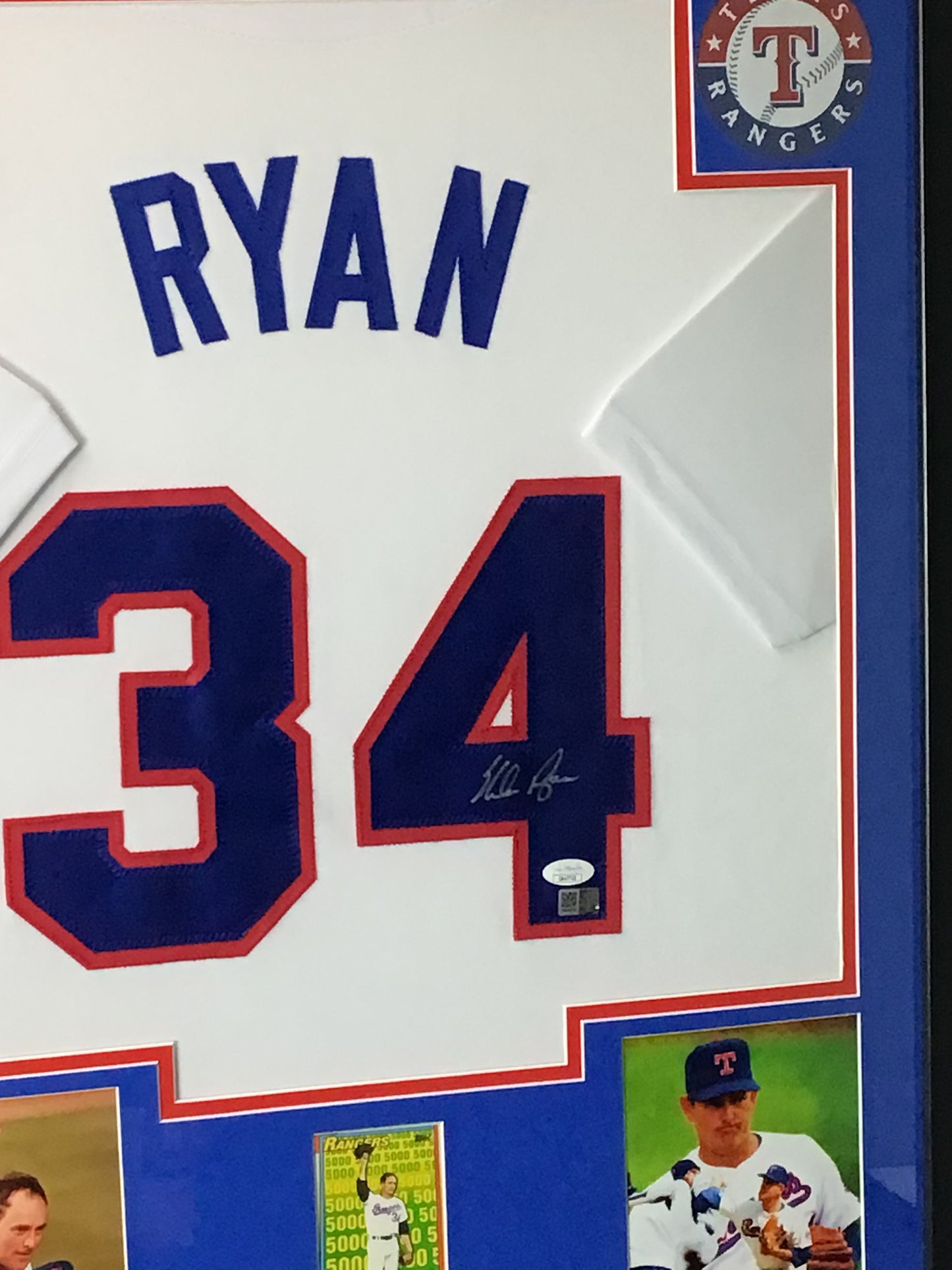 Nolan Ryan Texas Rangers Framed Signed Jersey w/ JSA Cert & Sports Card
