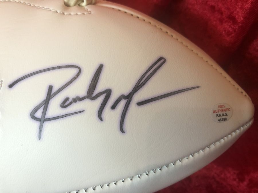 Original Randy Moss Vikings Certified Authentic Autographed Football Patch Shadowbox